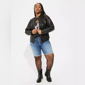 Torrid Black Faux Leather Collarless Moto Jacket | Size 1 | Structured Fit